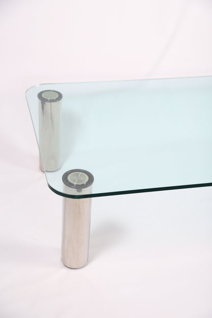 'Marcuso' table in glass and Chrome by Marco Zanuso for Zanotta (C1965)