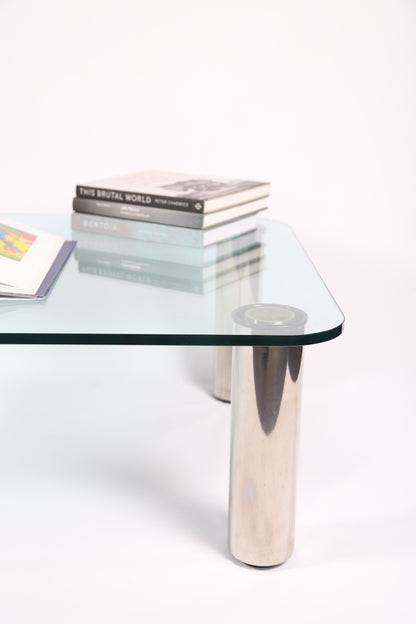 'Marcuso' table in glass and Chrome by Marco Zanuso for Zanotta (C1965)